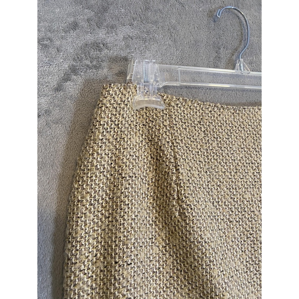 New York & Company Skirt Women 6 Beige Gold Tweed Boucle Pencil Lined Career NWT - Picture 3 of 9
